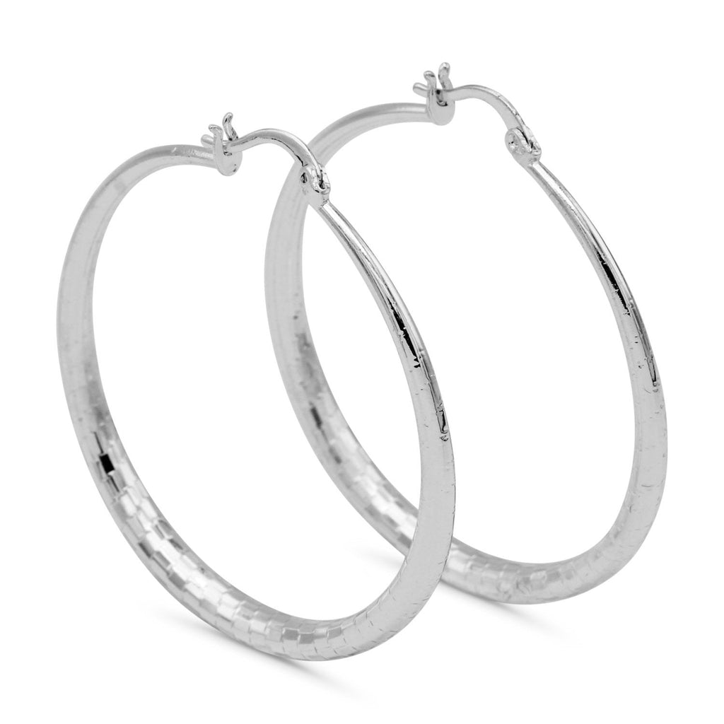 14K White Gold-Filled Hoop Earrings 50mm