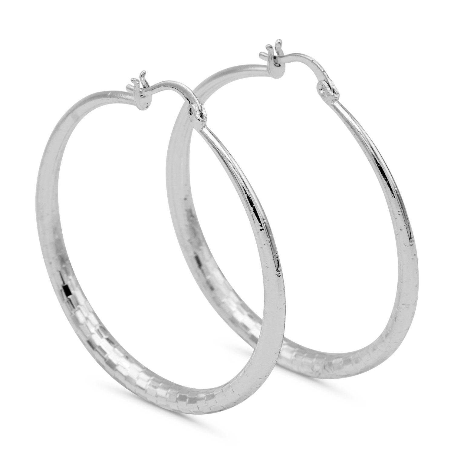 14K White Gold-Filled Hoop Earrings 50mm