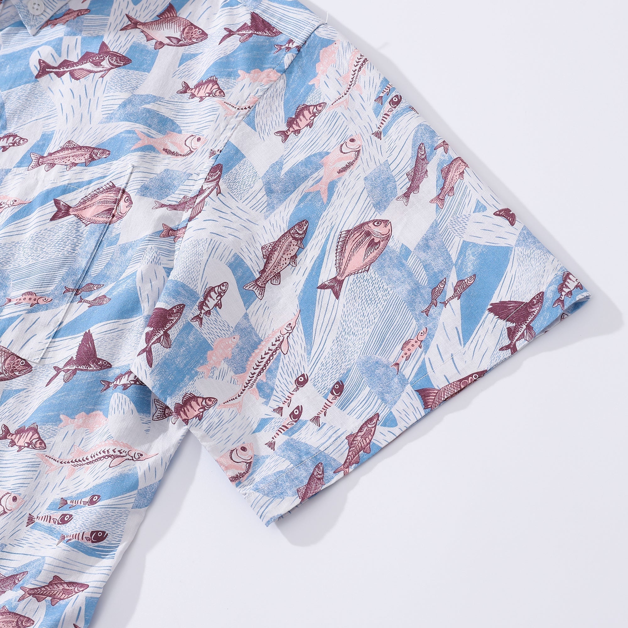 Hawaiian Shirts for Men Coral and Fish Print 100% Cotton