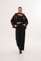 The Marvella Burgundy Leather Women Jacket