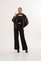 The Marvella Burgundy Leather Women Jacket
