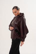 The Marvella Burgundy Leather Women Jacket