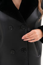 The Zurich Double-Breasted Black Shearling Leather Women Jacket