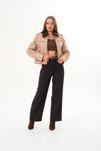 The Lucerne Tan Shearling-Lined Leather Women Jacket