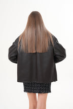 The Elise Black Shearling Leather Jacket