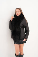 The Elise Black Shearling Leather Jacket