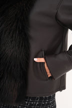 The Elise Black Shearling Leather Jacket