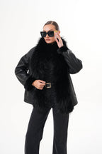 The Elise Black Shearling Leather Jacket
