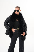 The Elise Black Shearling Leather Jacket