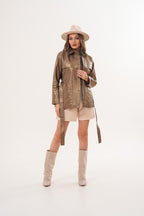The Vesara Brown Genuine Leather Women Jacket