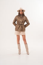 The Vesara Brown Genuine Leather Women Jacket