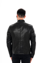 The Falcon Black Pebbled Leather Men Jacket