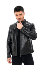 The Falcon Black Smooth Leather Men Jacket