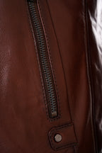 The Falcon Cognac Brown Smooth Leather Men Jacket
