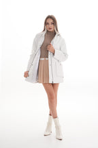 The Liora White Leather Women Jacket