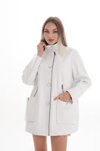 The Liora White Leather Women Jacket