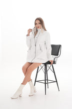The Liora White Leather Women Jacket