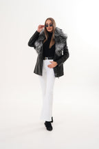 The Alessia Black Leather & Fox Fur Women Jacket