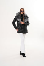 The Alessia Black Leather & Fox Fur Women Jacket