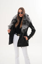 The Alessia Black Leather & Fox Fur Women Jacket