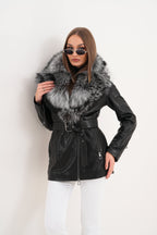 The Alessia Black Leather & Fox Fur Women Jacket