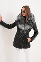 The Alessia Black Leather & Fox Fur Women Jacket
