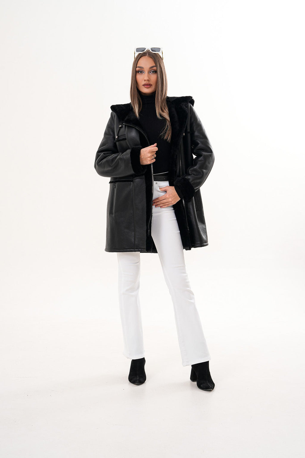 The Belluna Black Shearling Women Jacket