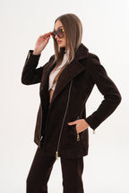 The Alessia Brown Leather & Fox Fur Women Jacket