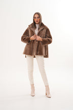The Belluna Camel Reversible Shearling Women Jacket