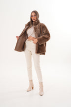 The Belluna Camel Reversible Shearling Women Jacket