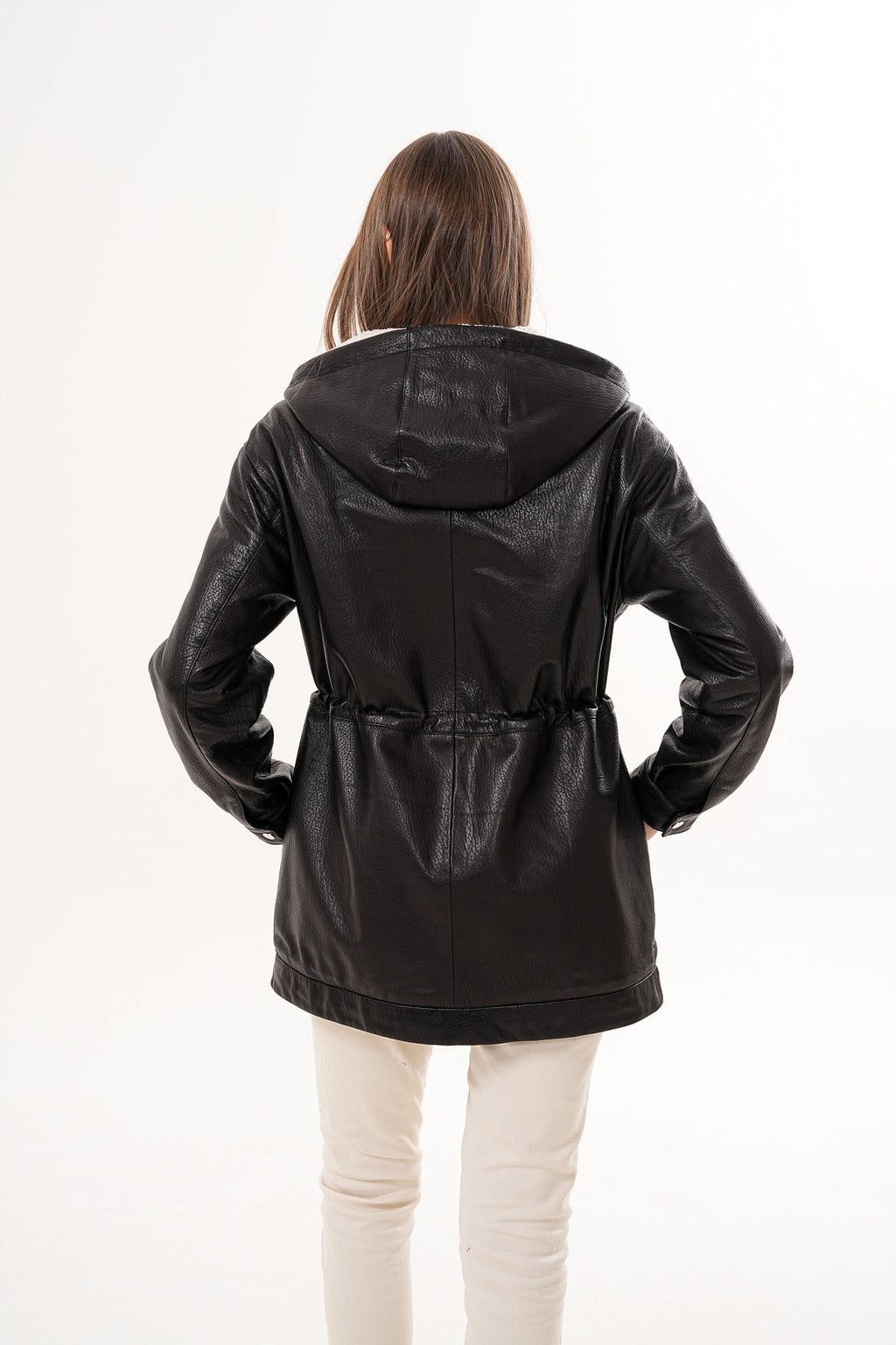 The Capri Black Hooded Leather Women Jacket