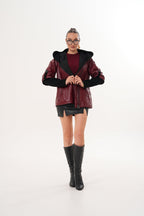 The Hudson Burgundy Leather Women Jacket