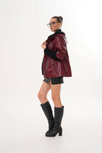 The Hudson Burgundy Leather Women Jacket