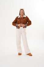 The Amber Shearling Collar Suede Women Leather Jacket