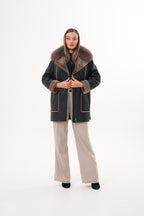 The Avalon Shearling Black Leather Women Jacket