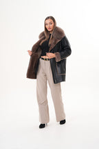 The Avalon Shearling Black Leather Women Jacket