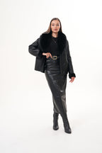 The Estelle Black Shearling Leather Women Jacket