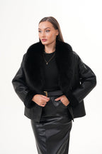 The Estelle Black Shearling Leather Women Jacket