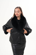 The Estelle Black Shearling Leather Women Jacket