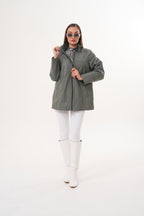 The Sierra Olive Green Leather Women Jacket