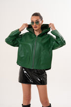 The Calyra Reversible Leather Women Jacket – Emerald Green