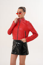 The Elvaris Reversible Red Leather Women Jacket