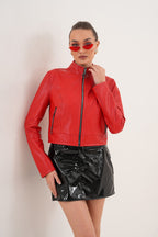 The Elvaris Reversible Red Leather Women Jacket