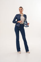 The Nyvessa Reversible Navy Blue Leather Women Jacket