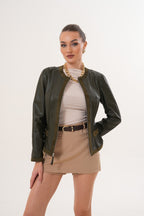 The Nyvessa Reversible Leather Women Jacket – Olive Green