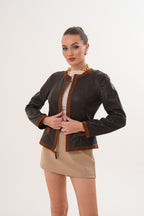 The Nyvessa Reversible Brown Suede & Dark Brown Leather Women Jacket