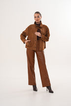The Ravessa Reversible Brown Suede & Leather Women Jacket
