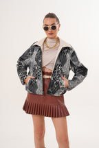 The Elvoria Reversible Beige Leather Jacket