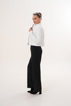 The Elvaris Reversible White Leather Women Jacket