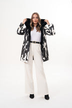The Prisma Black & White Leather Women Jacket